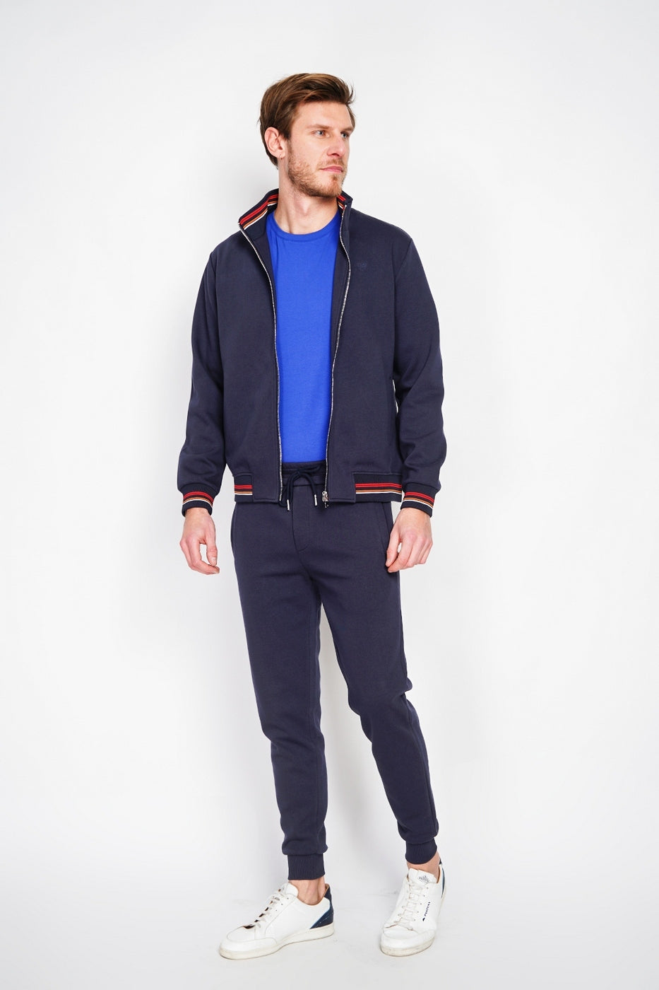 Felpa con zip - Blu navy - Uomo