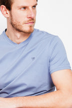 Men’s V-Neck T-Shirt – Denim Blue