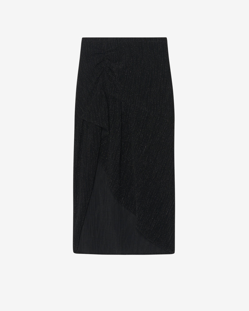 Jupe Longue Asymétrique Cinder - Black Metallic