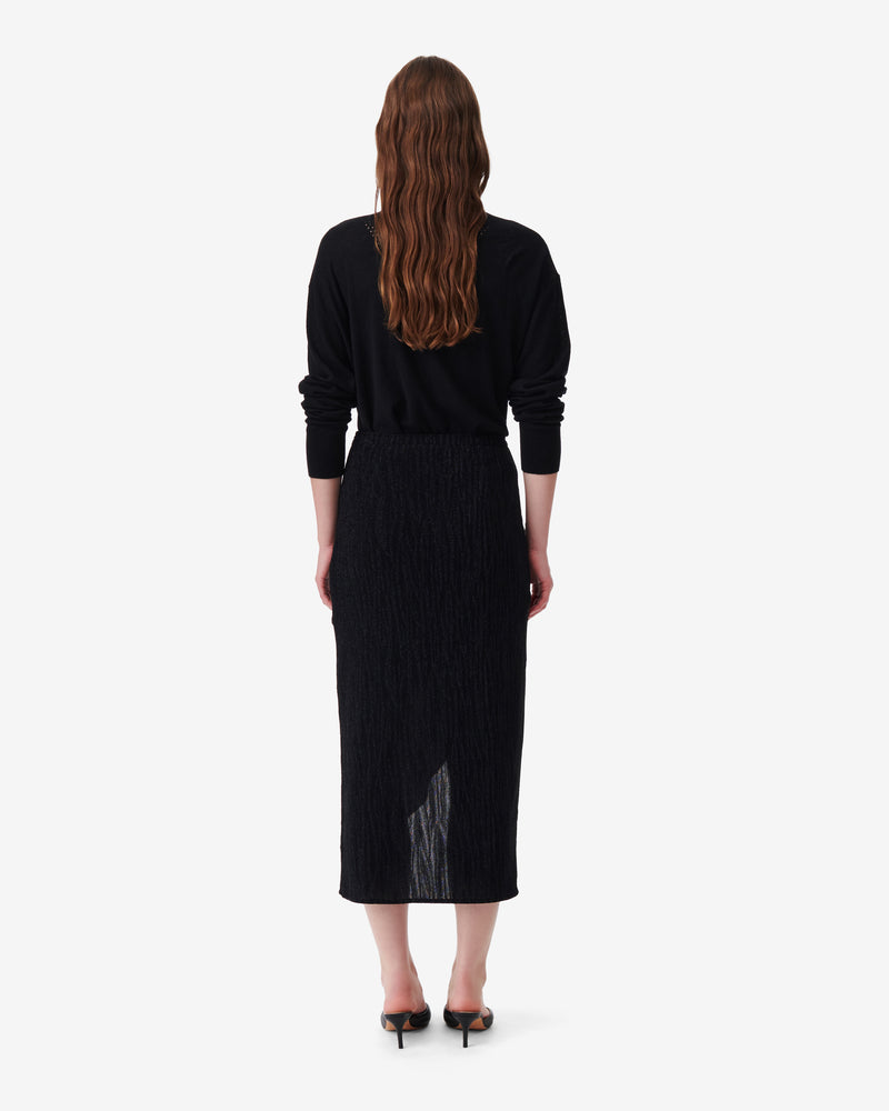 Jupe Longue Asymétrique Cinder - Black Metallic