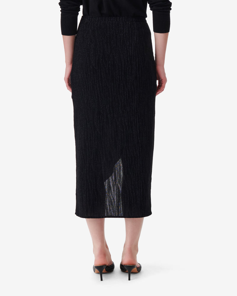 Jupe Longue Asymétrique Cinder - Black Metallic