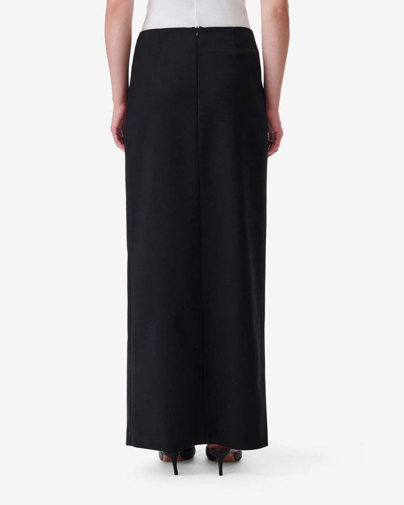Falda larga Isice de lana - Negro