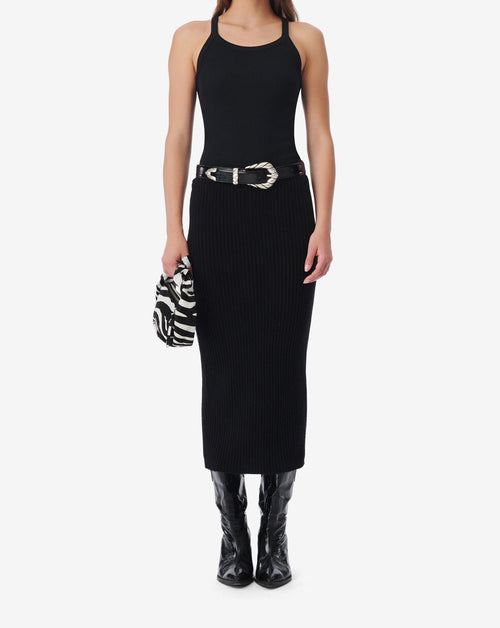 Kenlo Cashmere Wool Tube Skirt - Black
