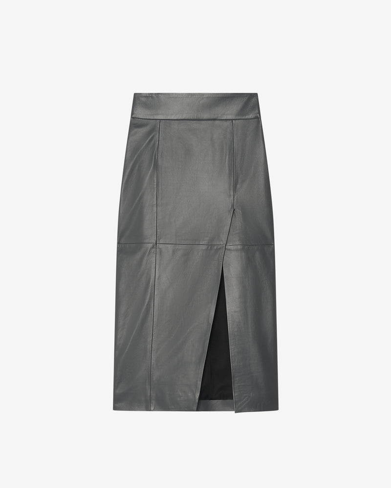 Jupe Midi En Cuir Magali - Anthracite