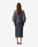 Jupe Midi En Cuir Magali - Anthracite
