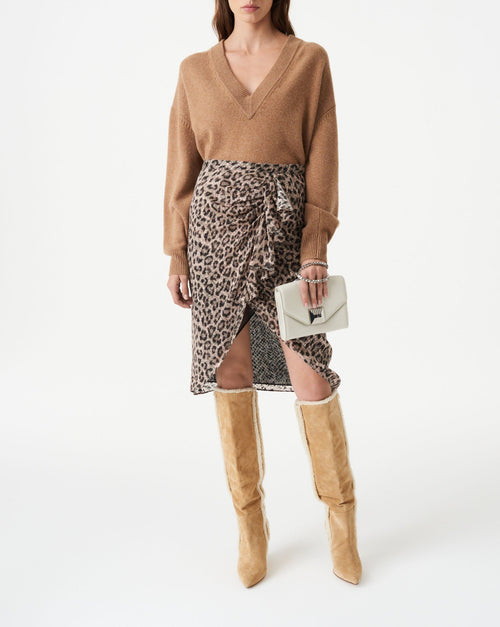 Marwa Print Midi Skirt - Black Leopard - Woman