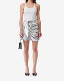 Jupe Courte En Lamé De Soie Seiko - Silver