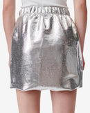 Jupe Courte En Lamé De Soie Seiko - Silver