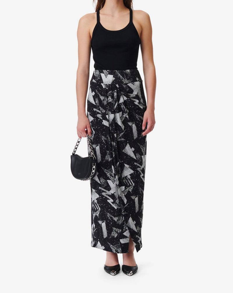 Falda larga con estampado Yuki Galaxy - Negro/Plata