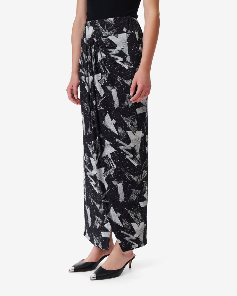 Falda larga con estampado Yuki Galaxy - Negro/Plata