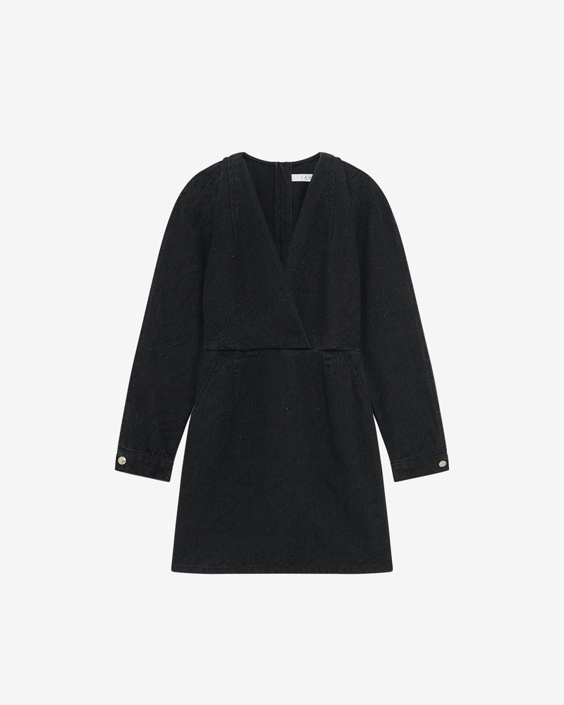 Robe Courte Col V Dora - Black/Strass