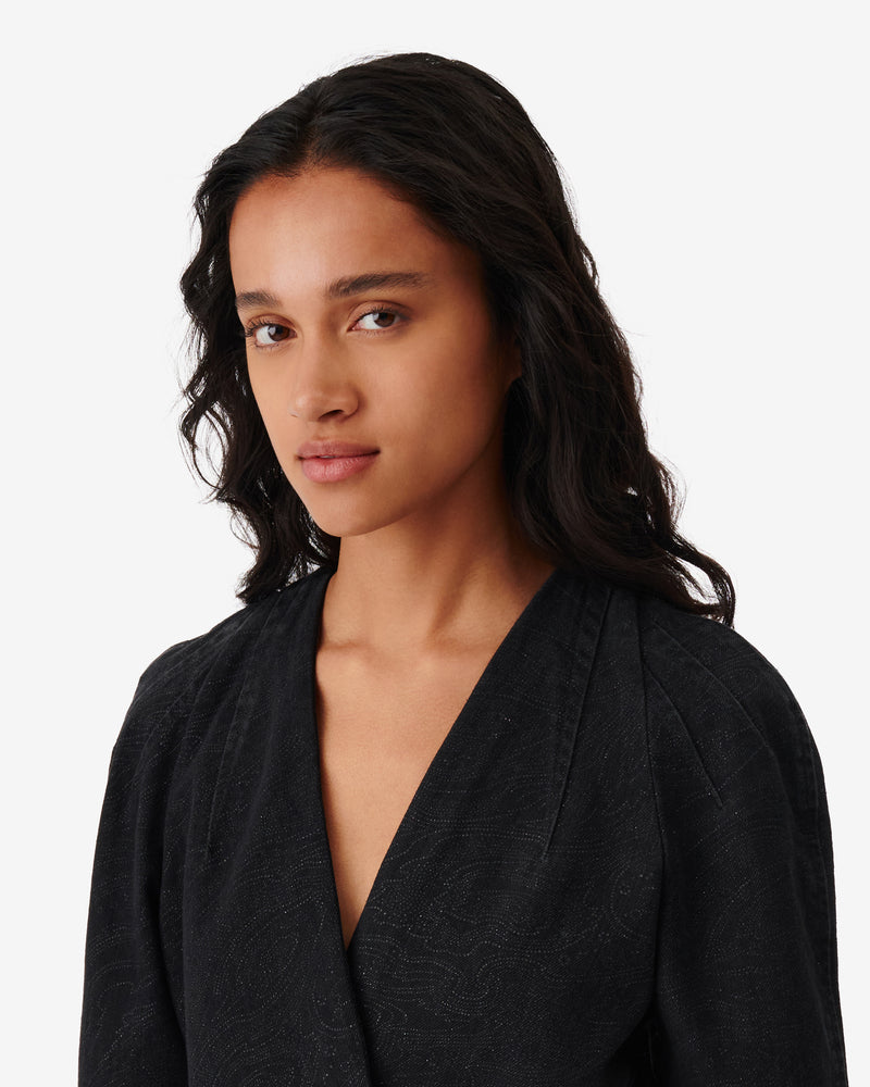 Robe Courte Col V Dora - Black/Strass