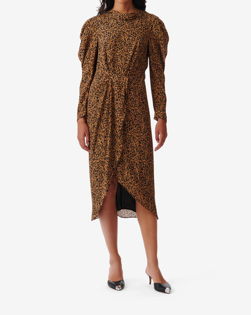 Robe Midi Léopard Elyane - Black/Camel