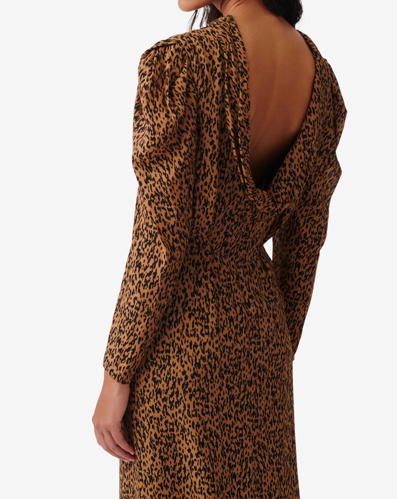 Robe Midi Léopard Elyane - Black/Camel