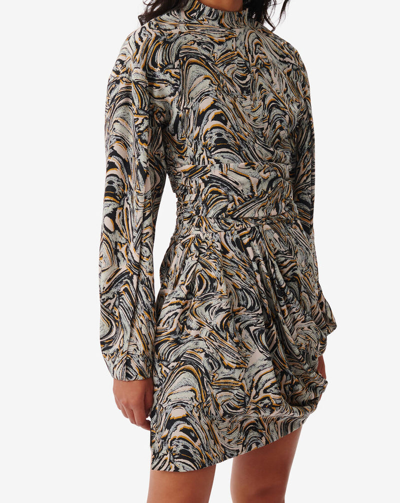 Robe En Soie Imprimée Francia - Beige Multico