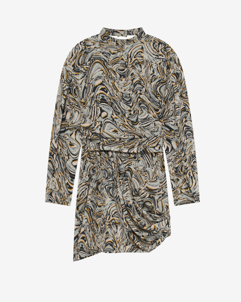 Robe En Soie Imprimée Francia - Beige Multico