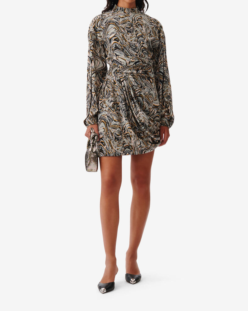 Robe En Soie Imprimée Francia - Beige Multico