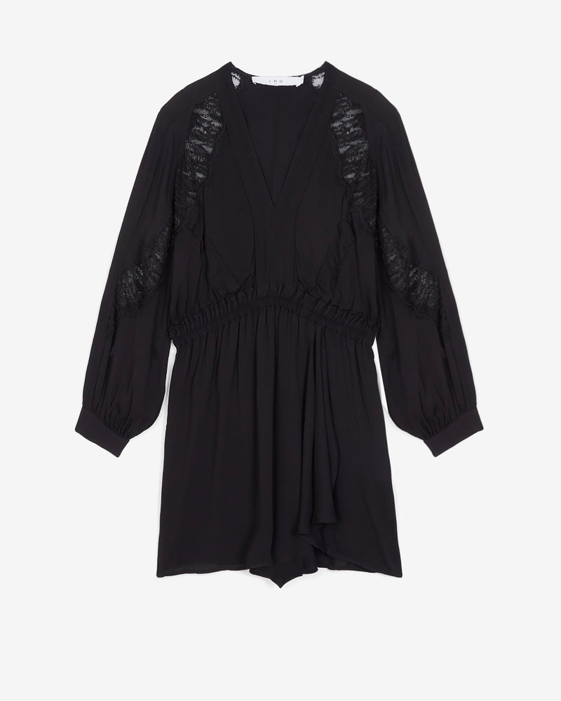 Robe Col V En Dentelle Furia - Black - Femme