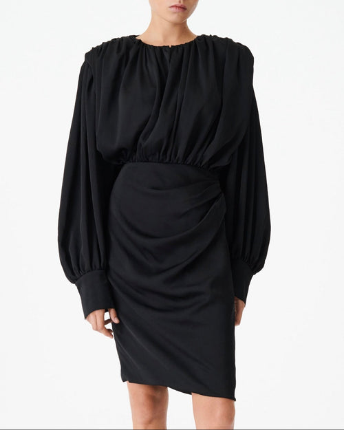 Robe Drapée Col Rond Gwenda - Black - Femme