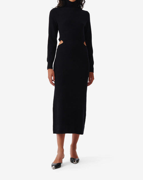 Robe Col Roulé En Cachemire Isao - Black