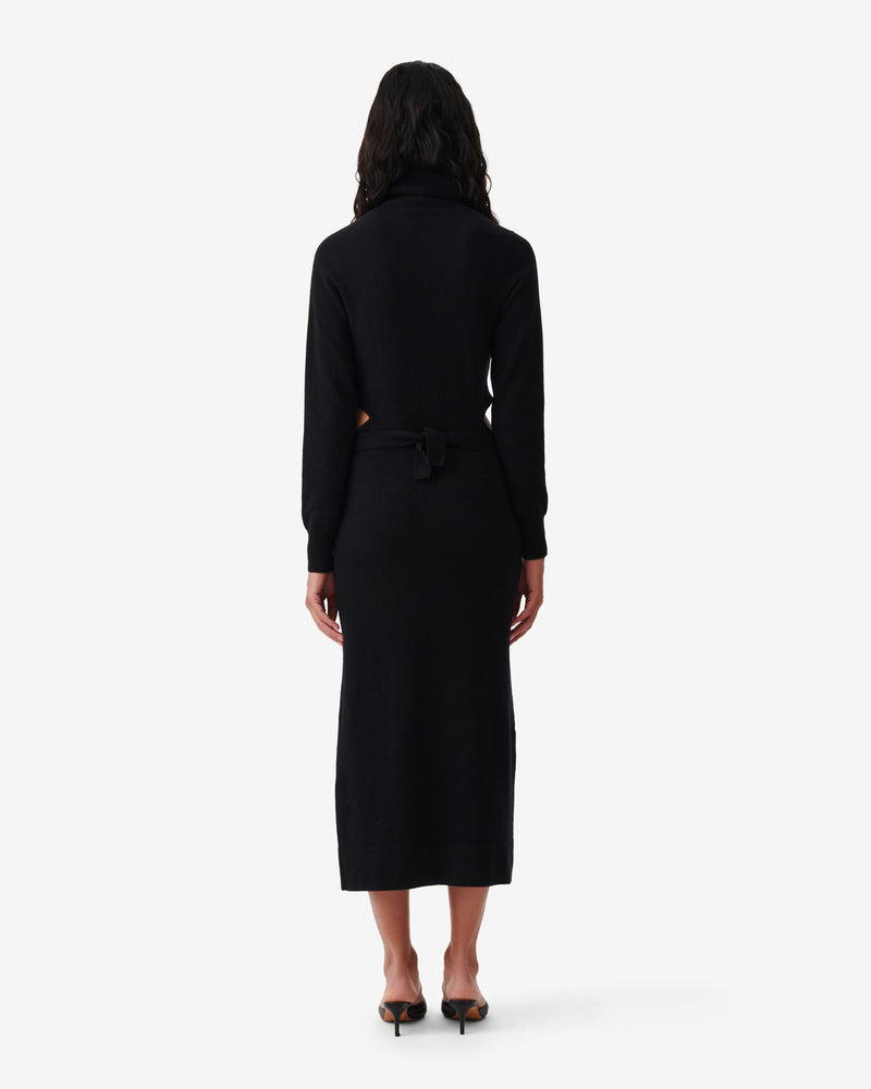 Robe Col Roulé En Cachemire Isao - Black