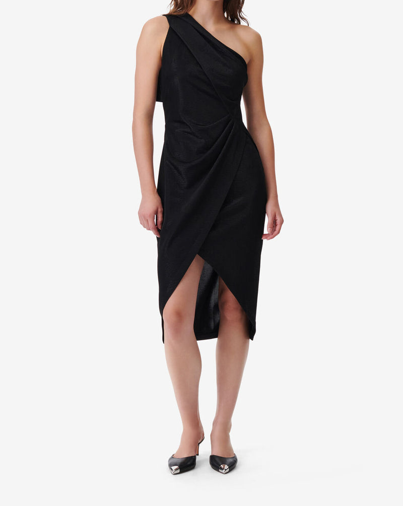 Melissia Asymmetrical Dress - Shiny Black