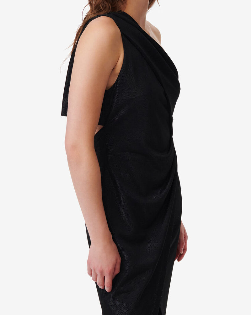 Melissia Asymmetrical Dress - Shiny Black