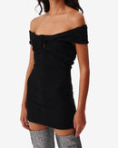 Oxanne Off-Shoulder Short Dress - Black