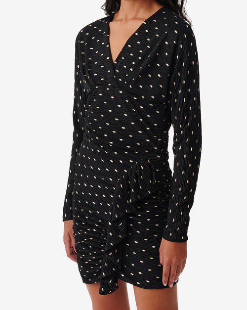 Robe Courte À Pois Rohana - Black/Gold