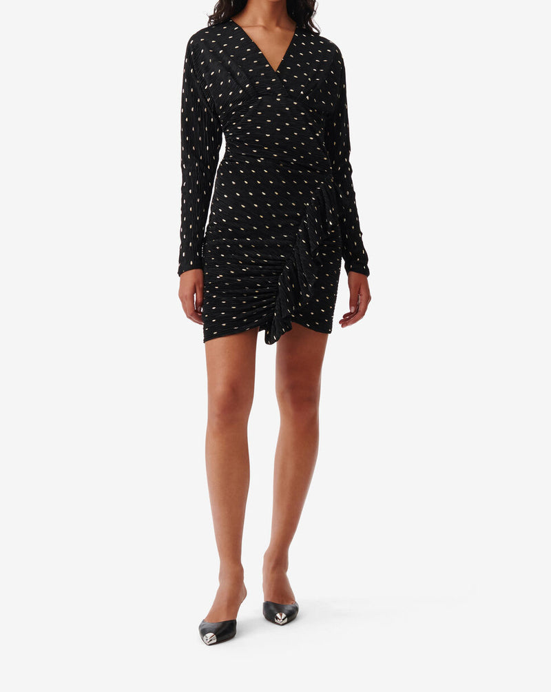 Robe Courte À Pois Rohana - Black/Gold