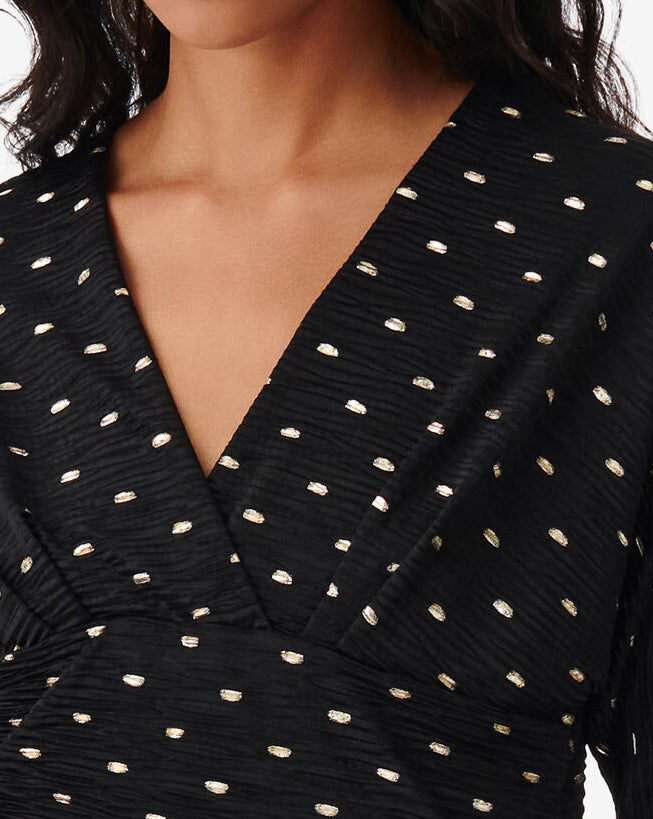 Robe Courte À Pois Rohana - Black/Gold