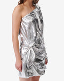 Robe Asymétrique En Lamé De Soie Samuel - Silver