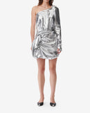 Robe Asymétrique En Lamé De Soie Samuel - Silver