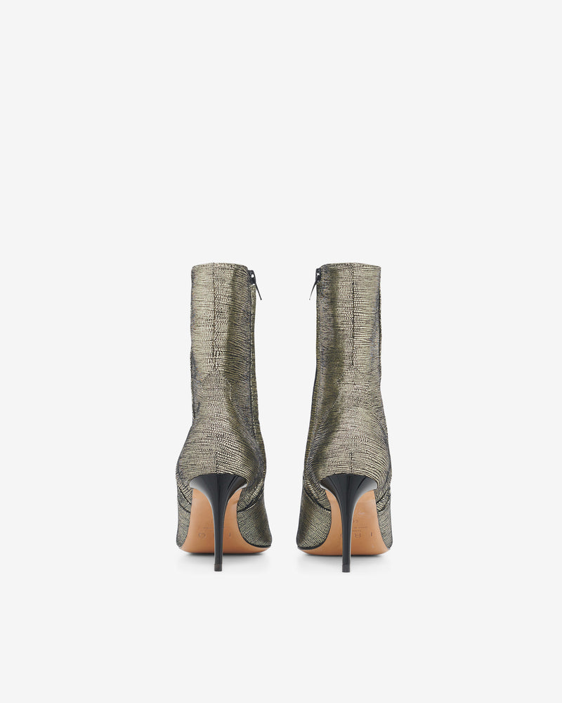 Bottines À Talons Davy Lezard Foil - Black/Gold