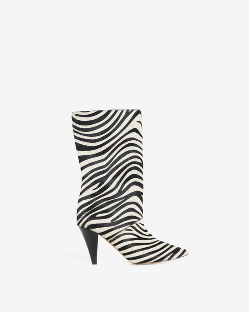 Botines Ulli Pony con tacón de cebra - Beige Black Zebra Pony