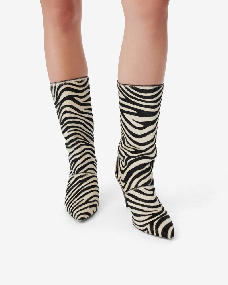 Bottines À Talons Ulli Pony Zebra - Beige Black Zebra Pony