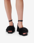 Irma Foxy Platform Sandals - Black Fur
