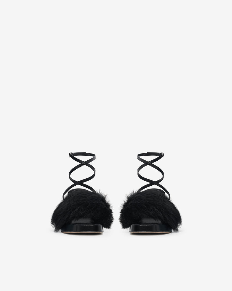 Irma Foxy Platform Sandals - Black Fur