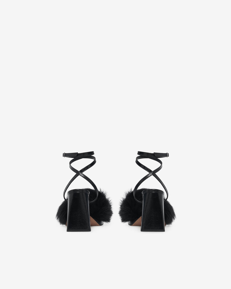 Irma Foxy Platform Sandals - Black Fur