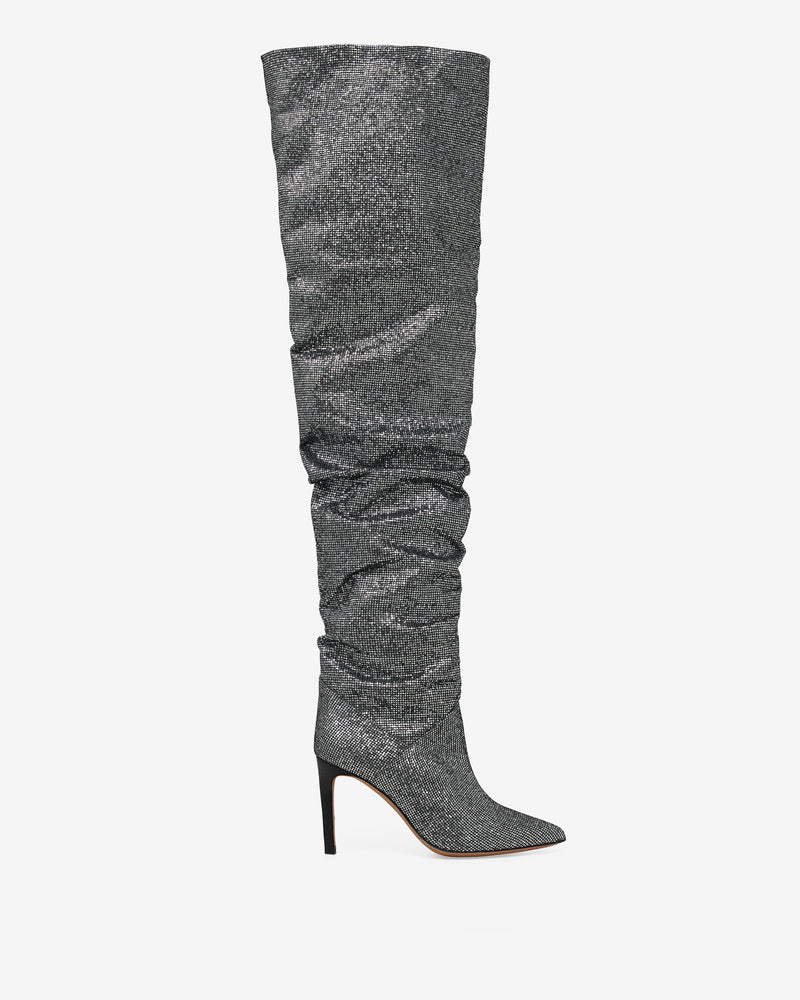 Cuissardes À Talons Eva Glitter - Black/Silver
