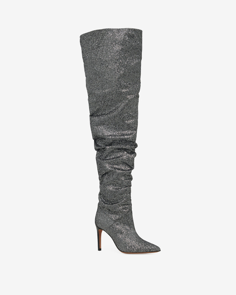 Cuissardes À Talons Eva Glitter - Black/Silver