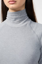 Vestido De Cuello Vuelto En Micro-Suède - Gris Jaspeado - Mujer