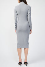 Vestido De Cuello Vuelto En Micro-Suède - Gris Jaspeado - Mujer