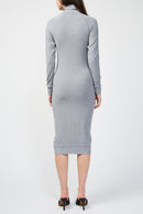 Vestido de microgamuza con cuello alto - Gris Jaspeado - Mujer