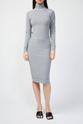 Vestido De Cuello Vuelto En Micro-Suède - Gris Jaspeado - Mujer