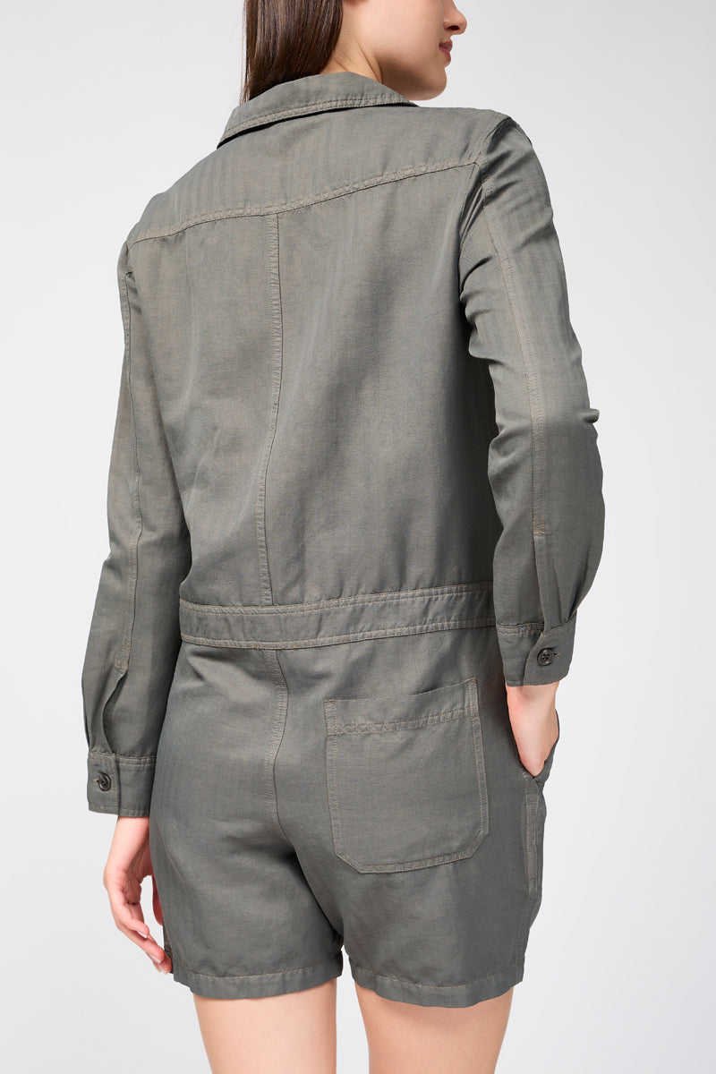 Chemise Nyln Ln Hrrngbn Shrt Blrsuit - Marsh Pigment - Femme