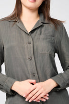 Chemise Nyln Ln Hrrngbn Shrt Blrsuit - Marsh Pigment - Femme