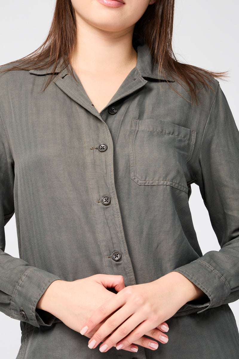 Chemise Nyln Ln Hrrngbn Shrt Blrsuit - Marsh Pigment - Femme