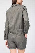 Chemise Nyln Ln Hrrngbn Shrt Blrsuit - Marsh Pigment - Femme
