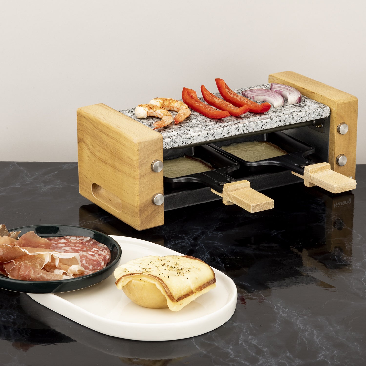 Raclette & Cooking Stone - 2 People - Wood Design